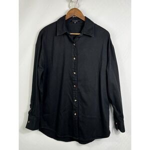 Favorite Daughter Womens XS Black Oversized Button Down Shirt Long Sleeve